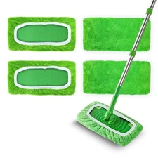 4 Pack Reusable Microfiber Mop Pads Compatible with Swiffer Sweeper, Washable...