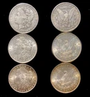 3x Morgan Silver Dollars 1883 AU+ (x2) + 1887 AU+ Strong Luster Eye Appeal Lot