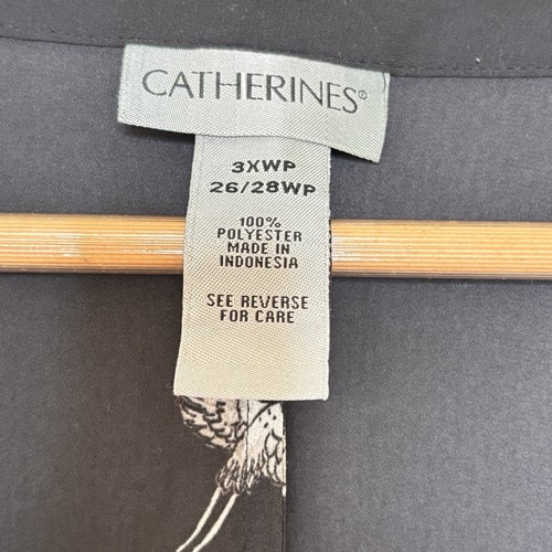 Catherines Damen Knopfleiste Vögel Top Größe 3XWP Marineblau 3/4 Rollriegel Ärmel Boho - Bild 5 von 8
