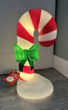 Holiday Time 11" Christmas Candy Cane Tabletop Light Up Plastic Blow Mold NWT