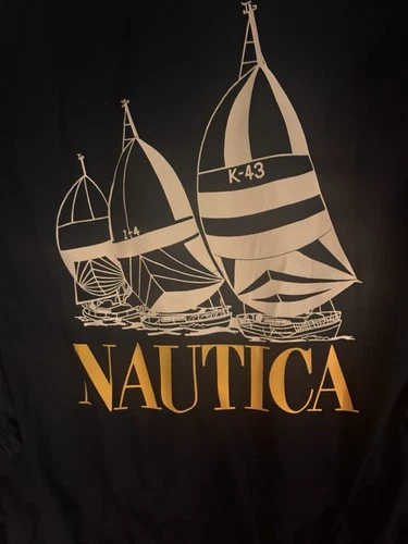 Nautica K-43 Men's Navy/Yellow Bomber Jacket Full Zip Stand-Up Logo Size L image 2
