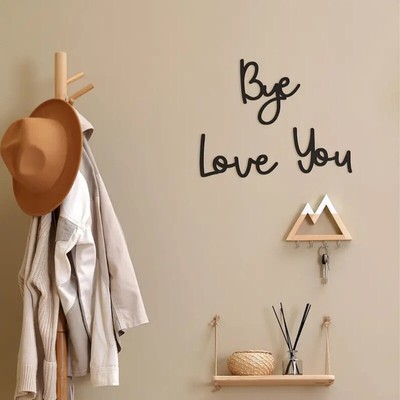 Bye, Love You Wooden Script Sign Hallway Home Door Wall Decor Black Sticker