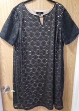GNW Womens Black Crochet Lined Dress~Size 3XL