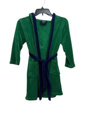 American Hero Kids Dinosaur Hooded Bathrobe Green Navy Polyester Size 7