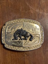 Belt Buckle Gold Color w/ Horse Bronco Design