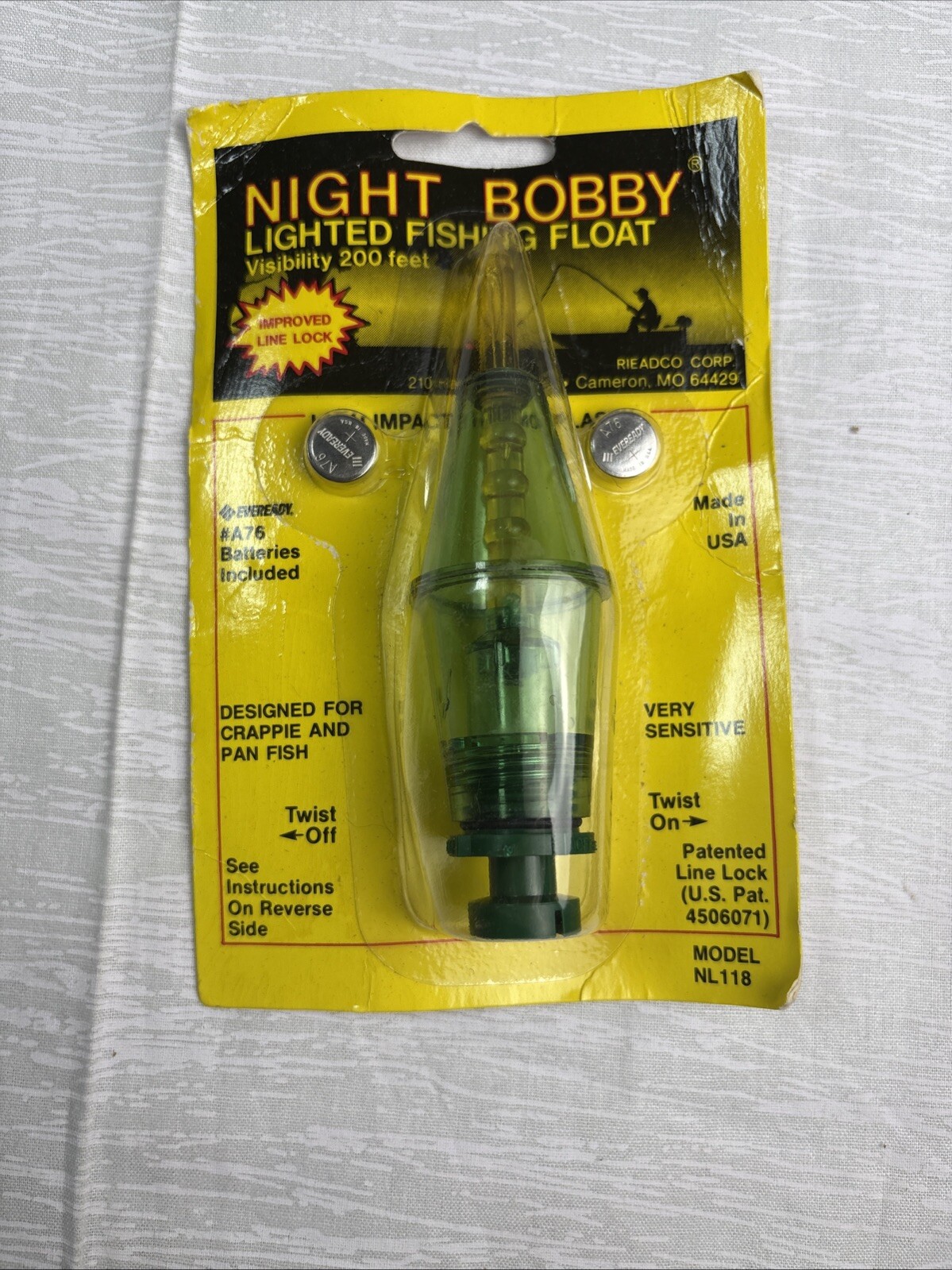 Vintage Bobby Night Fishing Light Float Bobber NOS Glow in Dark  