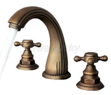 Antique Brass Widespread Bathroom Faucet 2 Handle 3 Hole Vanity Sink Mixer Tap