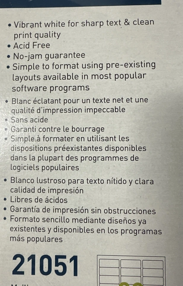 21051 Mailing Label, Laser, 1-Inch x2-5/8-Inch , 7500 Labels White - Image 4 of 4