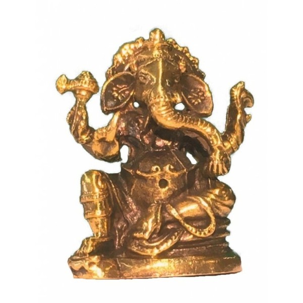 Ganesha Elefantengott Sitzend Messing 3,5 Cm Figur Statue Skulptur Gottheit-image
