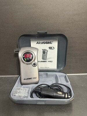Alcohawk Pro Digital Breathalyzer Alcohol Detector Case 12v Adapter Tested