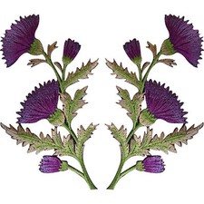 Pair of Purple Thistle Flower Patches Iron Sew On Shirt Bag Flowers Patch Badge
