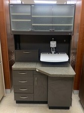 Custom Dental (43"W) Rear Treatment Cabinet w/ Glass Doors - Dark Gray