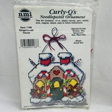 NMI Curly-Qs Needlepoint Gingerbread House Ornament Item 1166 Needle Magic Craft
