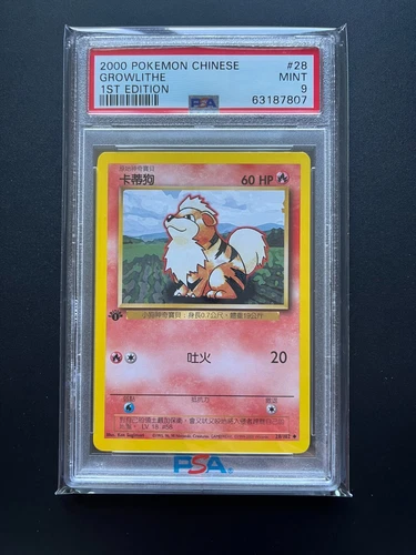 Pokemon Card Canines Growlithe 28/102 PSA 9 CHINESE Chinese Ed 1 Base Set