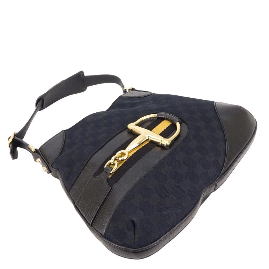 Authentic Gucci Horsebit GG Black Shoulder bag Ha… - image 3