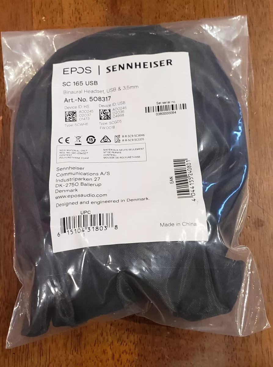 EPOS SC 165 USBI Stereo Computer Headset with 3.5mm Plug New In