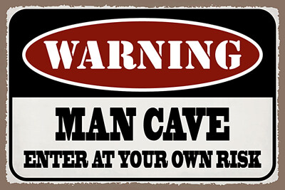 Blechschild 18x12 Warning man cave enter at your Wand Deko Bar Kneipe Sammler Ge