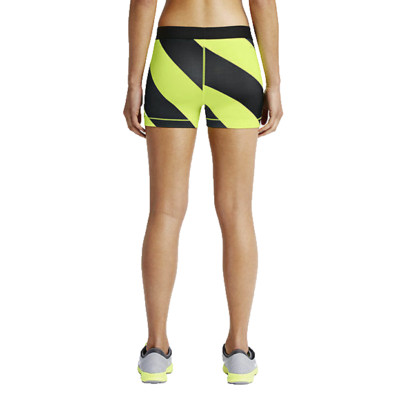 NEW! NIKE PRO [S] Women's 3.0'' Compression Yoga/Gym Shorts-Volt/Black 642574-702