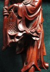 Vintage Antique Carved Rosewood FISHERMAN Detailed 16" tall Sculpture — photo 5