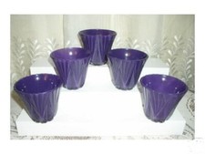 NEW 5 PC PURPLE LEAD CRYSTAL VOTIVE CANDLE HOLDERS 3-1/2" x 3-1/2" MADE IN USA