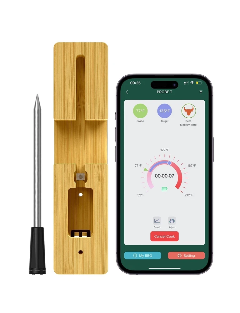 Wireless Meat Thermometer, Food Thermometer with 165ft Wireless Range, Smart ...