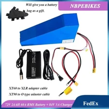 Tesla cells 72V 24ah ANT 60A BMS Battery with 84V 5A charger,battery bag.