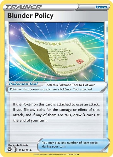 blunder policy pokemon card value 1x Blunder Policy 131/172 REVERSE HOLO Brilliant Stars Pokemon TCG Card LP