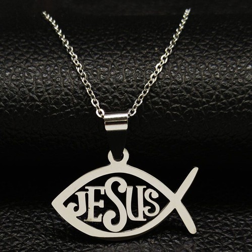 Fish Jesus Name Pendant Necklace 