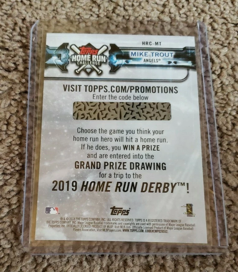 2018 Topps Home Run Challenge unscratched unredeemed Mike Trout HRC-MT Angels - Image 2 of 2