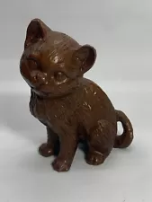 Vintage Red Mill Mfg.  Resin Sitting Cat Figurine Dark Brown.