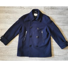 Unisex Lacoste Double Breast Coat Wool Size Medium Navy