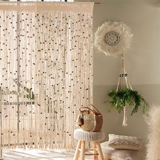 Macrame Beaded Curtain Handmade Cotton Door String Curtain Bedroom Privacy Decor