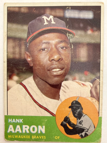 Hank Aaron Milwaukee Braves 1963 Topps #390 en muy buen estado - Imagen 1 de 2