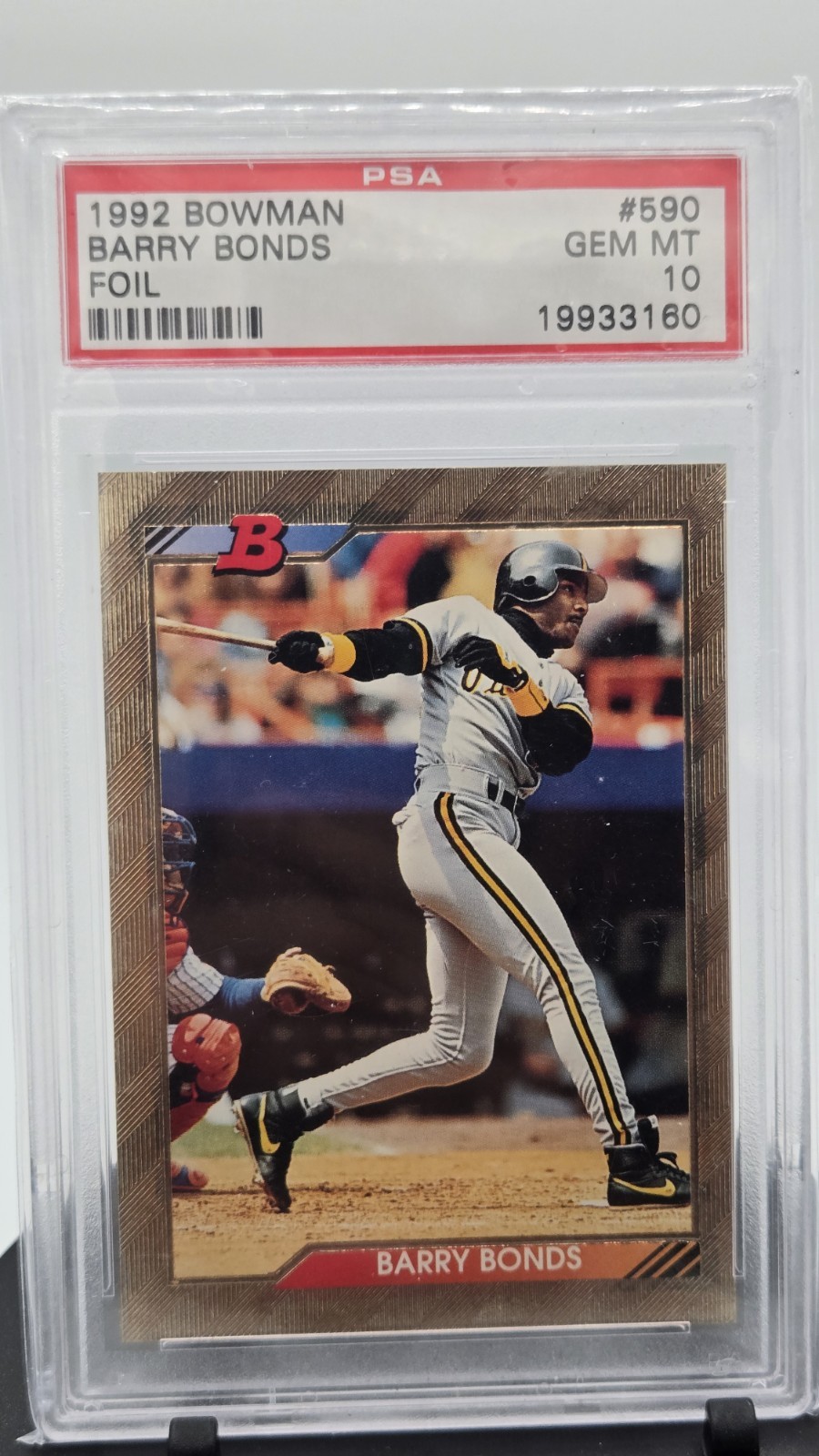 1992 Bowman Barry Bonds Foil #590 Pirates PSA 10 GEM MINT view 2