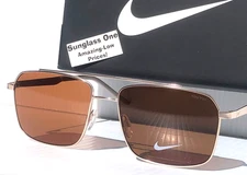 NEW NIKE TRAVELER STRIKE Satin Gold Frame Brown Lens Sunglass IB3676X 789