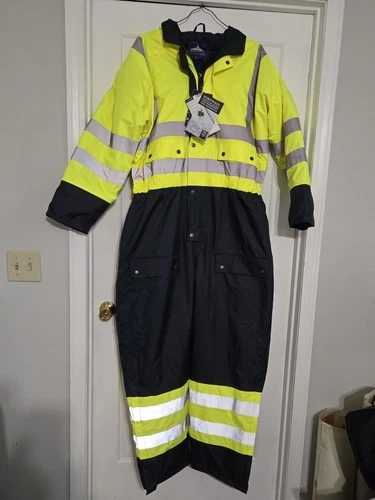 Portwest Contrast Coverall lined NWT S485 XL  Hi Vis yellow/ navy - product listing photo