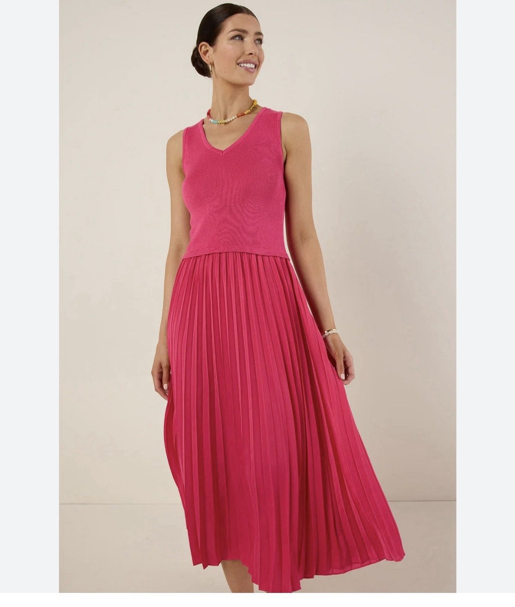 edited by Remi Bader Pink Pleated Knit Midi Dress XL Sleeveless V-Neck edited by Remi Bader Pink Pleated Knit Midi Dress XL Sleeveless V-Neck
