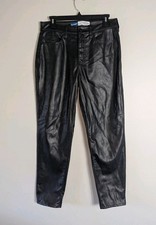 Old Navy Black Faux Leather High Rise O.G. Straight Leg Pants Size 6