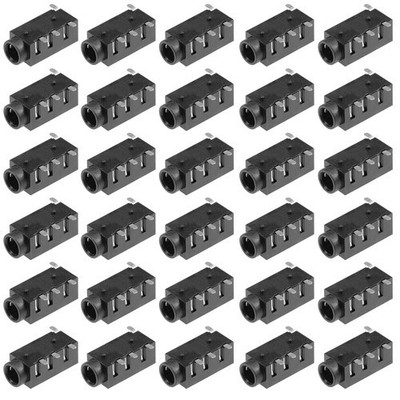 30pcs PCB Mount 3.5mm 4 Pin Socket Headphone Stereo Jack Connector Black PJ320D