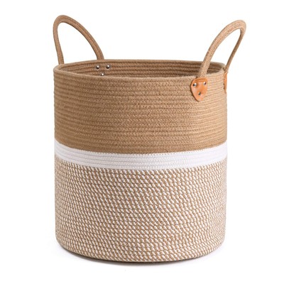 Extra Large Woven Storage Basket with Handles   Laundry Basket Toy Towels Jut...