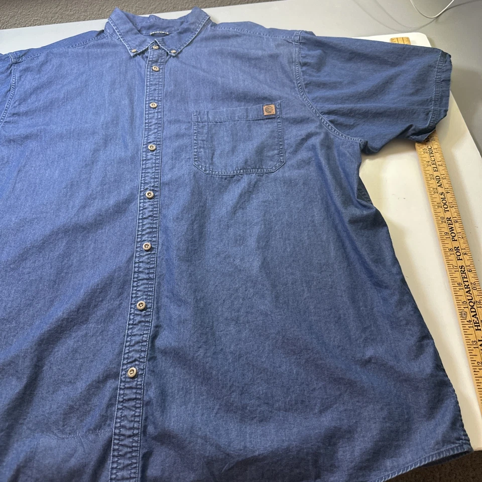 Solaris Mens Denim Shirt Short Sleeve Button Up Outdoor Blue 3XT #016 - Image 4 of 4
