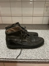 VTG Polo Ralph Lauren Authentic Black Leather Ankle Boots Size 11D Retro Y2k