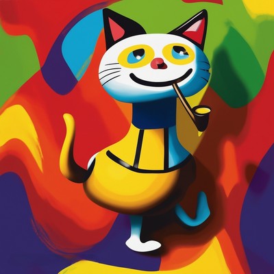 Mad Cat 2 ( Blue , PopArt , Leinwand, 20x20 )