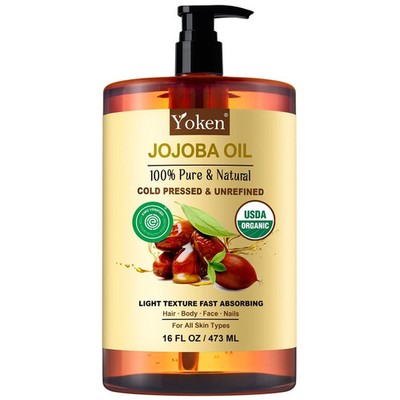 100% Pure Jojoba Oil 16 fl oz USDA Organic Cold Pressed Hair Skin Body