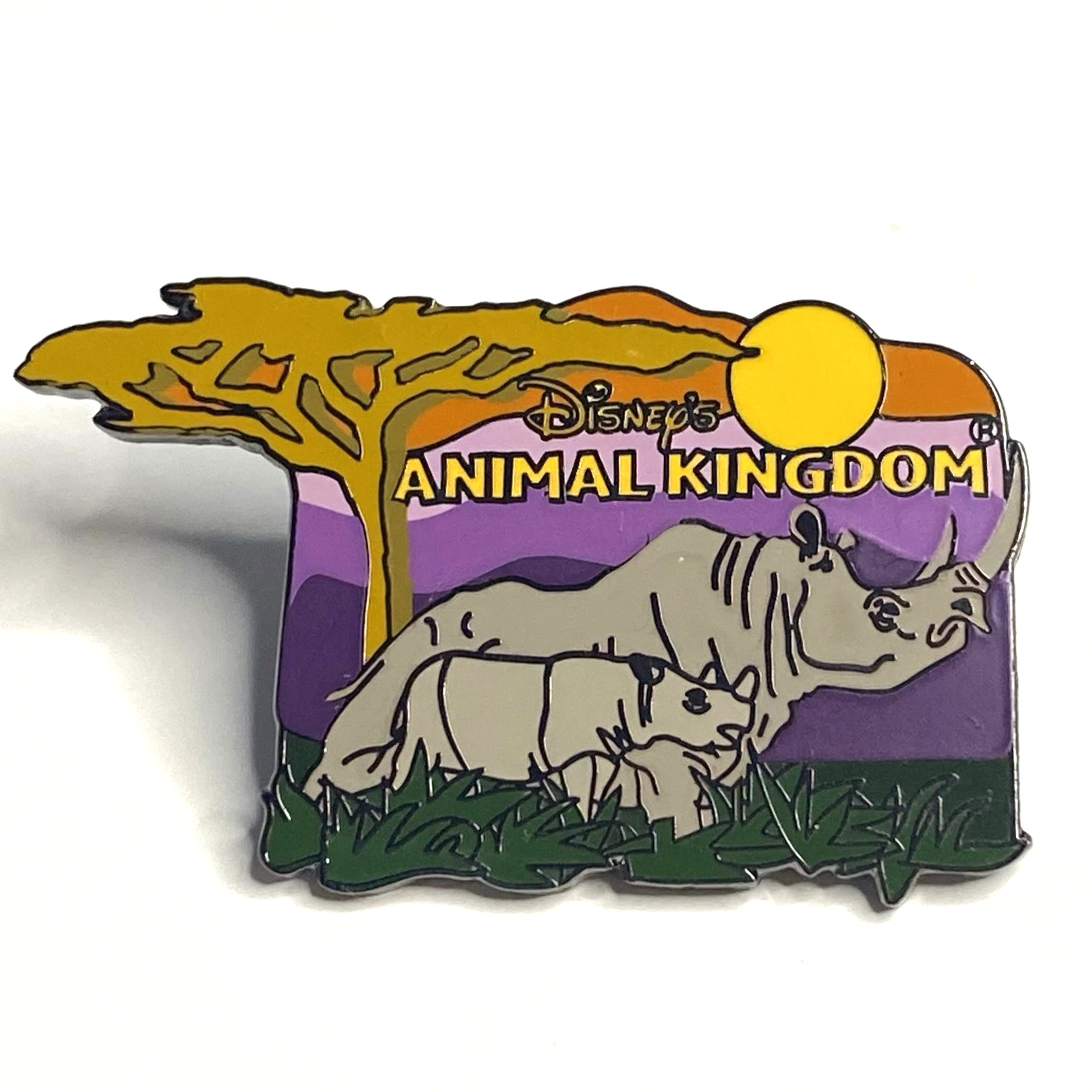 Disney The Adventure Begins Pin Safari RHINO & BABY Animal Kingdom Pin 2001 WDW