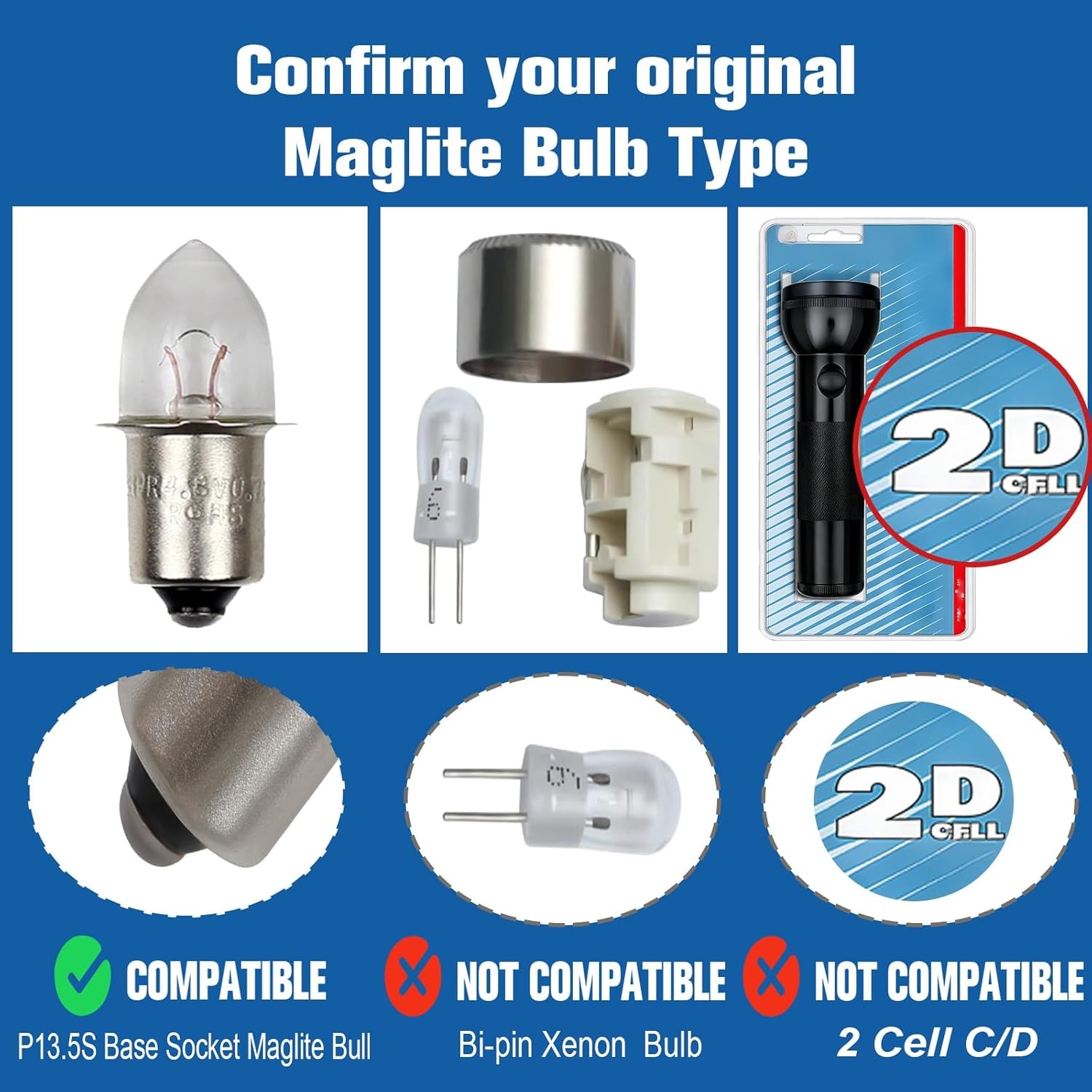 Swess LED Conversion Kit for Maglite LED Bulb 3-16 Cell C/D, 3W DC 4-24V Flashli