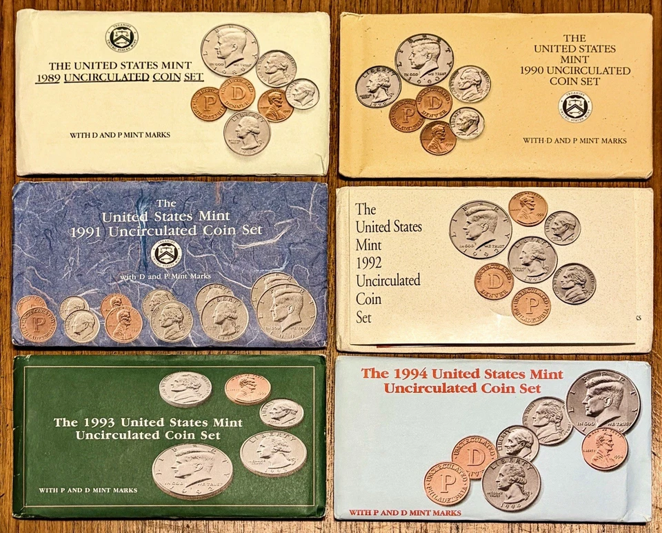 Six US Mint Sets P&D; 1989 ‘90 ‘91 '92 '93 '94; Sealed OGP; FREE SHIPPING - Image 2 of 4
