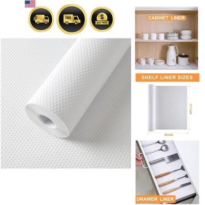 Waterproof Shelf Liner White Non-Adhesive Drawer Paper Kitchen Bathroom Mat 1...
