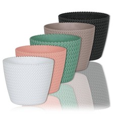 FarbenFux Übertopf Sevilla ⌀ 13 - 26 cm groß Blumentopf strickoptik Kunststoff