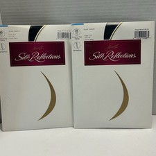 Hanes Pantyhose Silk Reflections Silky Sheer Classic Navy Sz EF Lot Of 2 717 VTG
